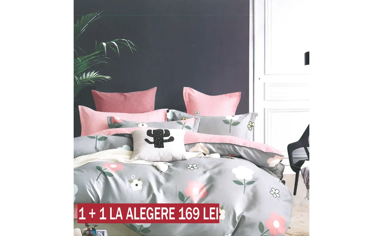 Lenjerie de Pat Dublu Finet Marie Nouell 1+1 Promoție 4 Piese, confort și eleganță pentru dormitorul tău. Fabricată din