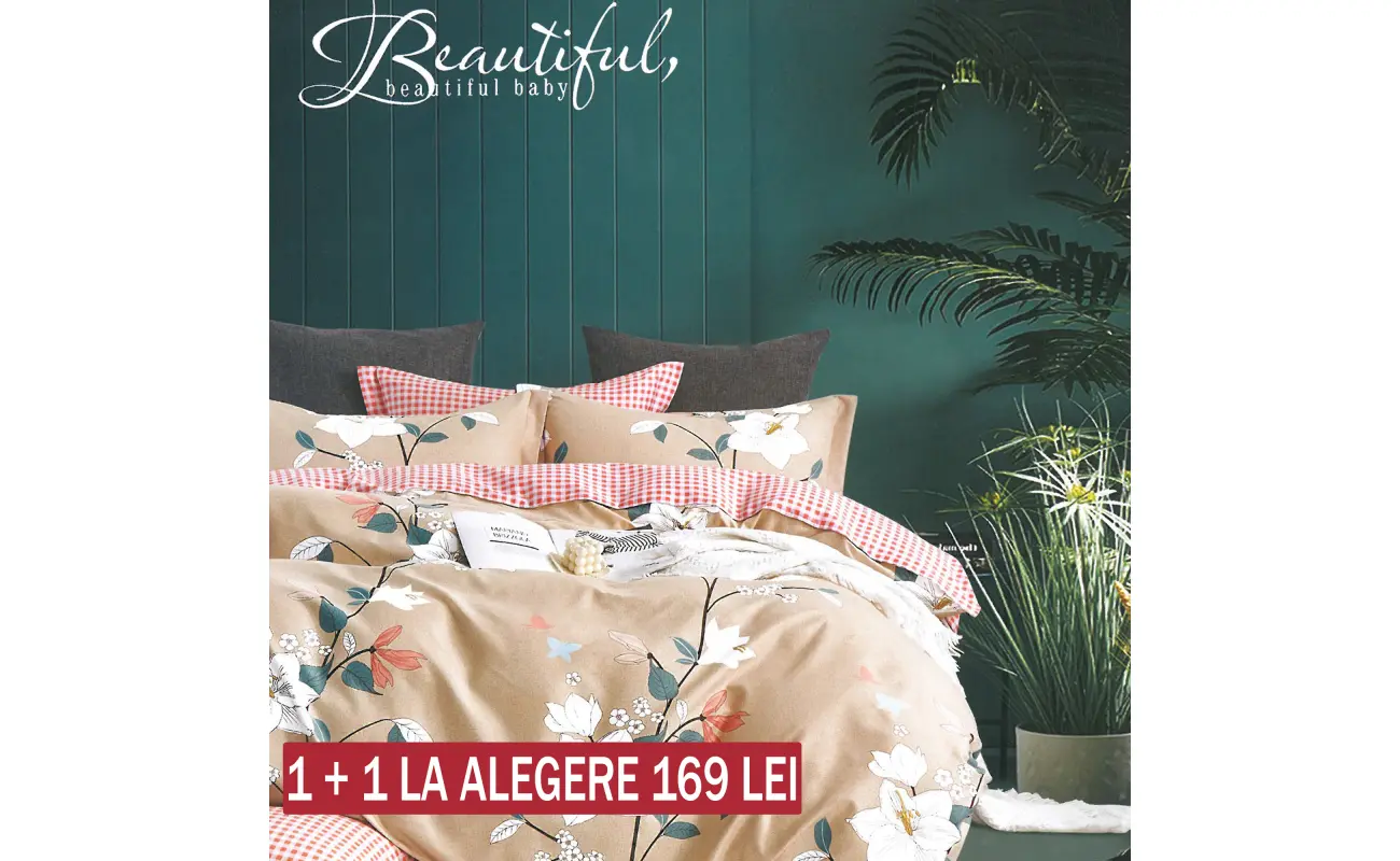 Lenjerie de pat dublu finet Marie Nouell Fussi 4 piese, ideală pentru un somn confortabil. Fabricată din materiale de înaltă
