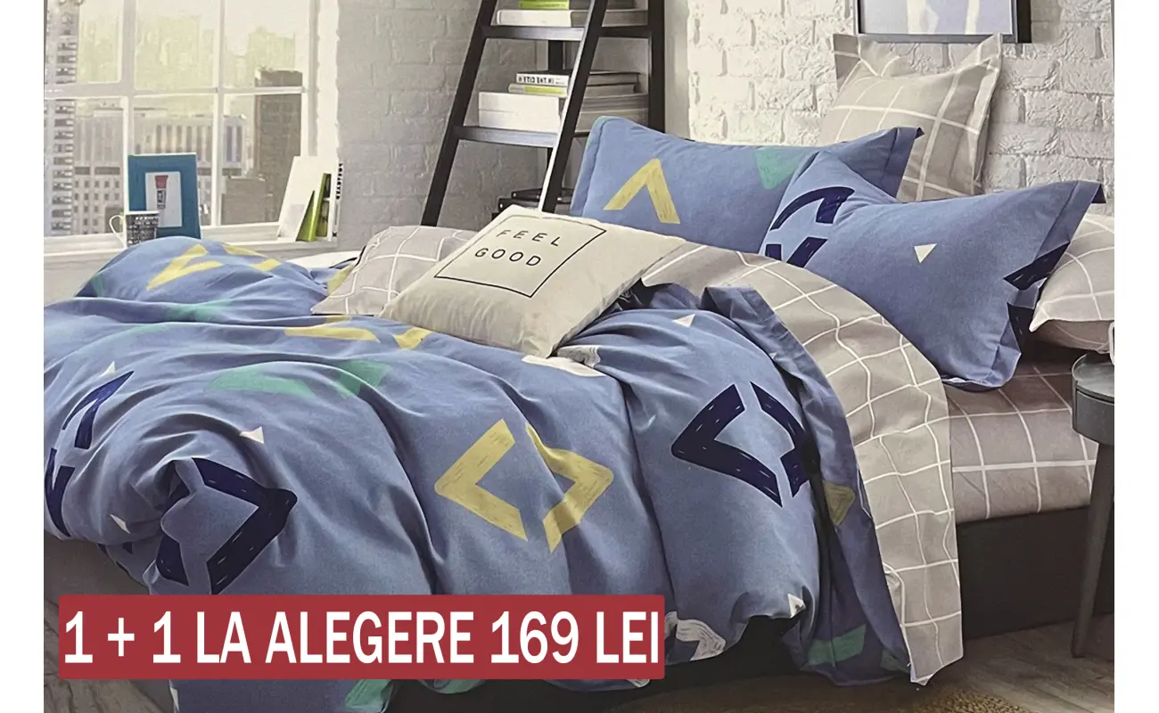 Lenjerie de Pat Dublu Finet Marie Nouell Style 4 Piese Promo 1+1 perfectă pentru un somn odihnitor. Această lenjerie din
